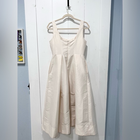 Karen Millen Lydia Millen Petite Taffeta Full Skirt Tailored Midi Dress Cream 6P - Picture 5 of 10